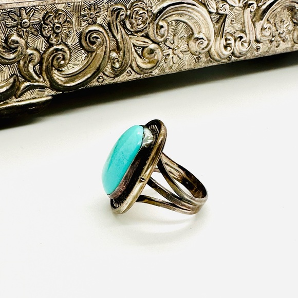 🔥 Gorgeous Vintage Turquoise Signed Sterling Ring - Picture 14 of 16